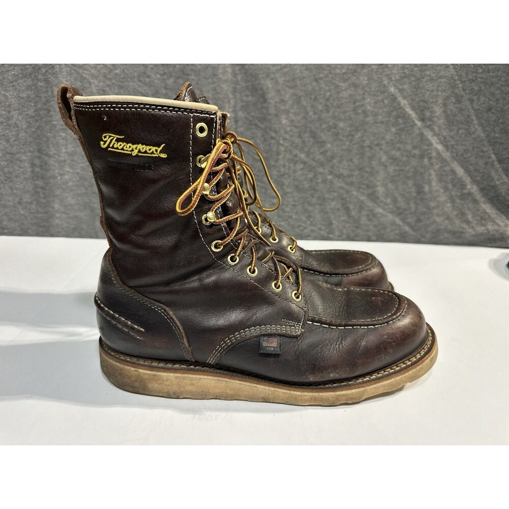 Thorogood 814-3800 8" Leather Soft Toe Work Boots Brown Men’s Size 10.5 D